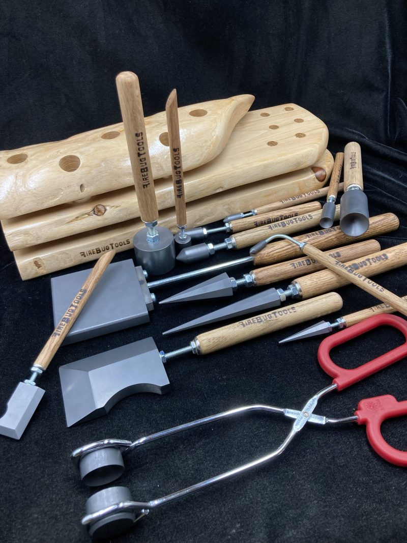 15 piece lampworking tool kit with custom log stand - Image 3