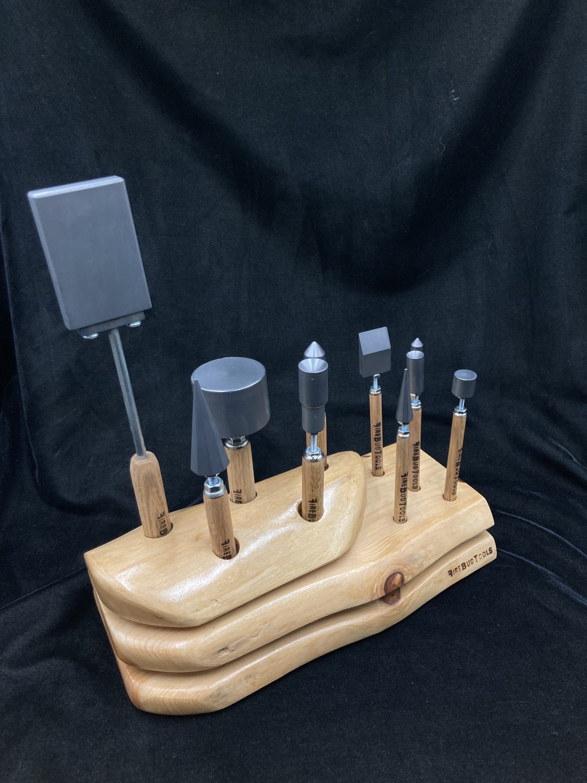 10 piece lampworking tool kit with custom log stand